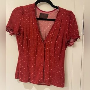 Reformation red polka dot top; size S